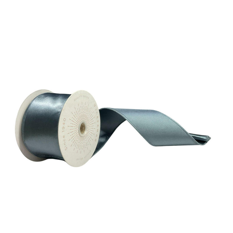Vickerman 10yd Satin Christmas Ribbon, 0.2" H x 360" W x 2.5" D, Gunmetal