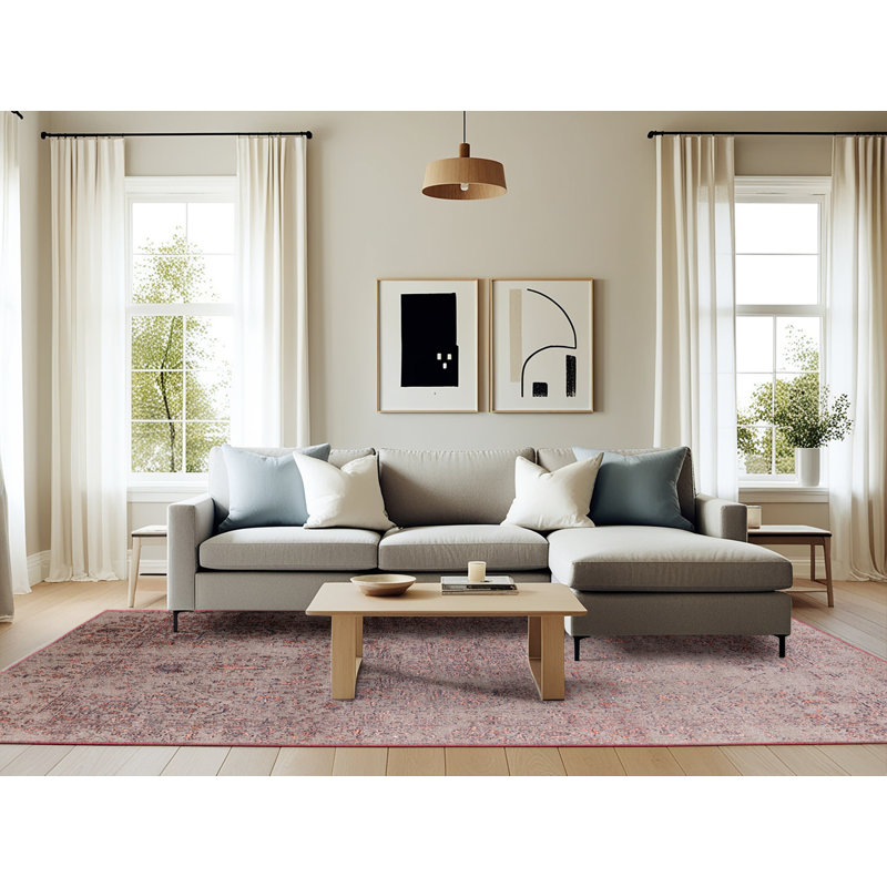 Tapis oriental brun clair Huguley, Rectangle 6 pi x 9 pi