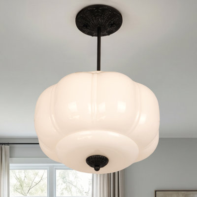Luminaire suspendu en verre blanc 3 lumières