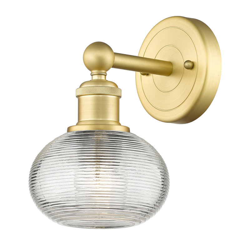Applique à bras en acier Jerard, Or satiné, H 9,25 po x l 6 po x P 7,5 po