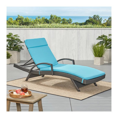 Coussin de chaise longue d'extérieur Salem - Tissu bleu avec rembourrage en mousse pour le jardin et le patio