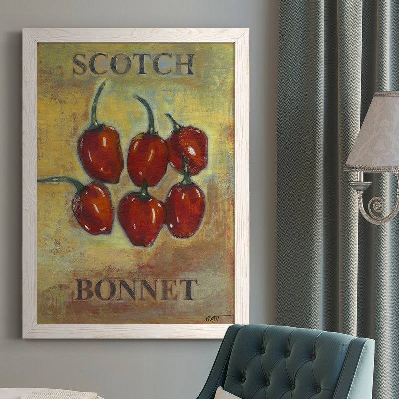 Scotch Bonnet - peinture sur toile à cadre unique, Blanc, H 37,5 po x l 27,5 po x P 1 po