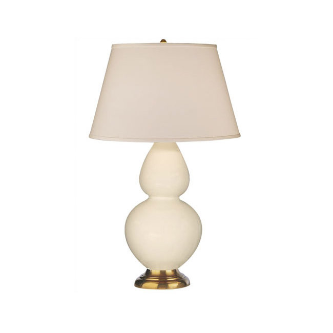 Double Gourd Ceramic Table Lamp, Ivory, Lily/Brass