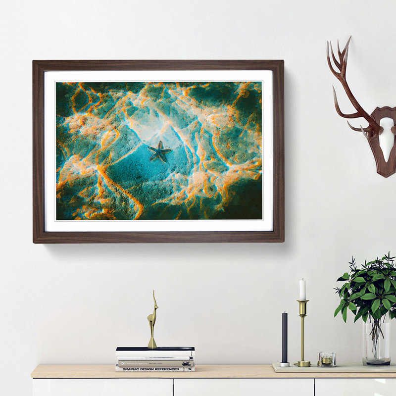 A Starfish on the Ocean Floor - Framed Print, 48cm H x 65cm W x 2cm D, Walnut Framed