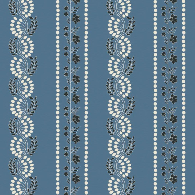 Lady Charlotte Botanic Stripe 10' L x 24" W Peel and Stick Wallpaper Roll, Non-pasted, Faux Grasscloth, Blue Salt