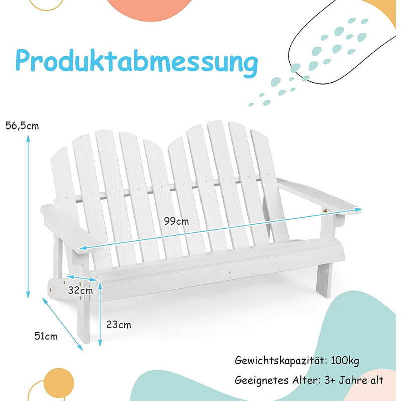 Grigg Solid Wood Fir Outdoor Bench, White