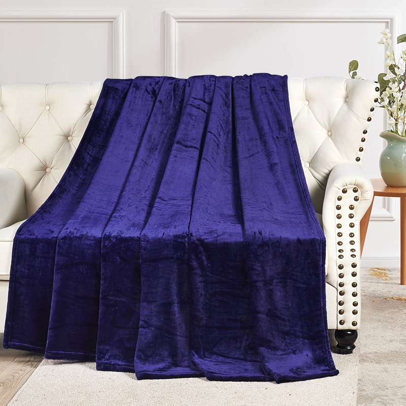  Christmas Solid Flannel Fleece Blanket, Twin, Blue