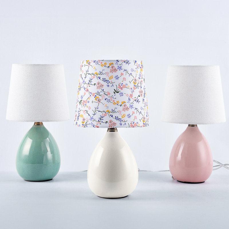 12.5" Ceramic Table Lamp Set, Pink