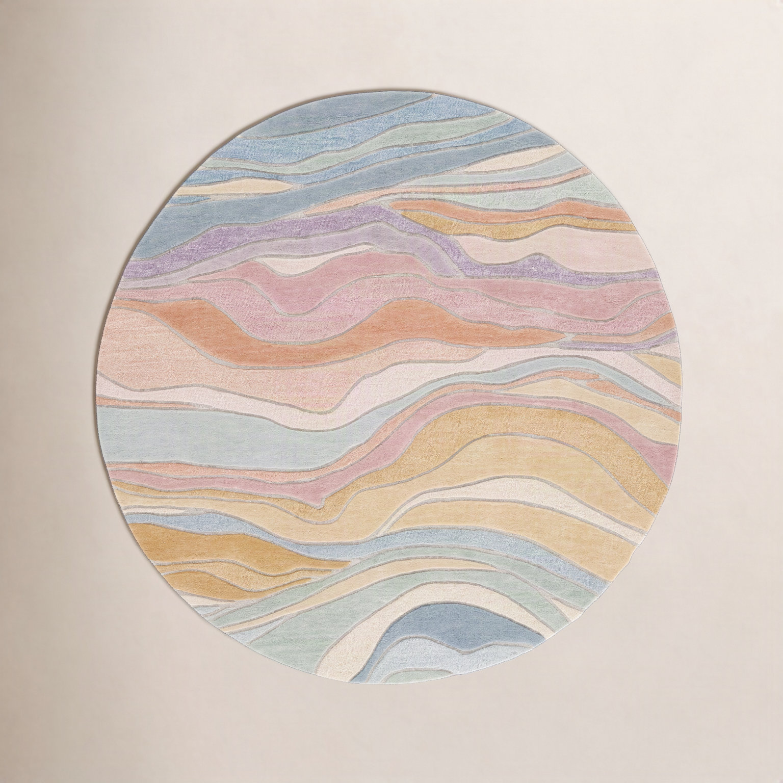 Hand-Tufted Abstract Rug, Round 4'