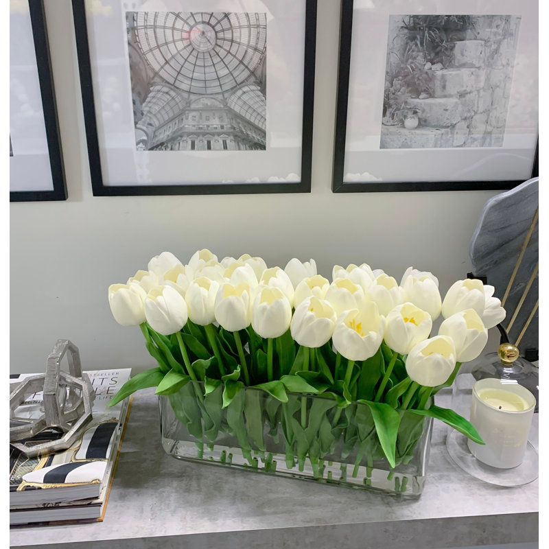 Tulip Stems in Vase, 10" H x 17" W x 6" D