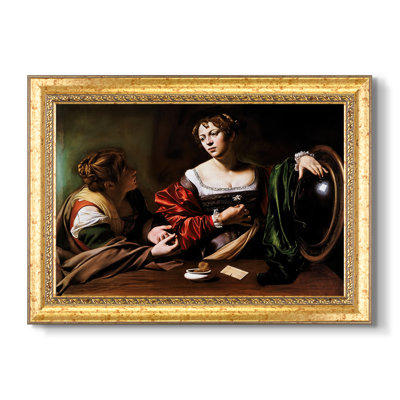 Martha et Mary Magdalene, v. 1598-Caravage - Toile avec cadre sur mesure