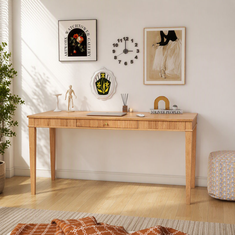Bureau d'écriture cannelé à 1 tiroir Dumont Modern Farmhouse