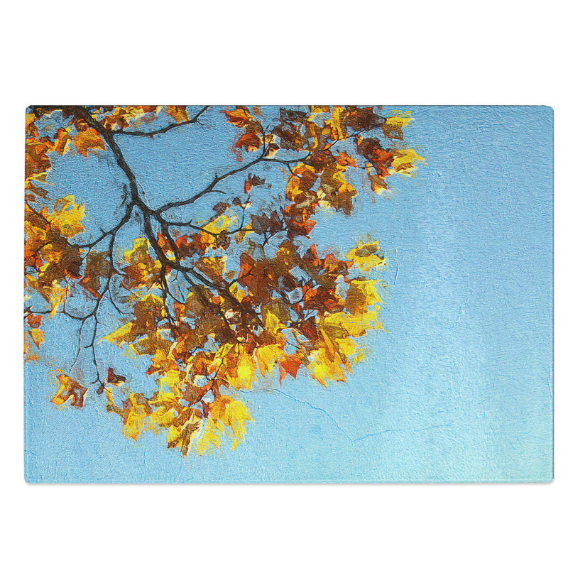 Glass Golden Leaves of The Sycamore Tree Chopping Board, 39 cm W x 28.5 cm L