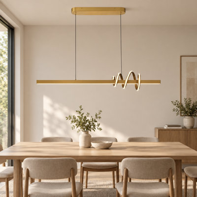 Luminaire suspendu linéaire intégré moderne pour îlot de cuisine 48 "avec anneaux torsadés, à intensité variable