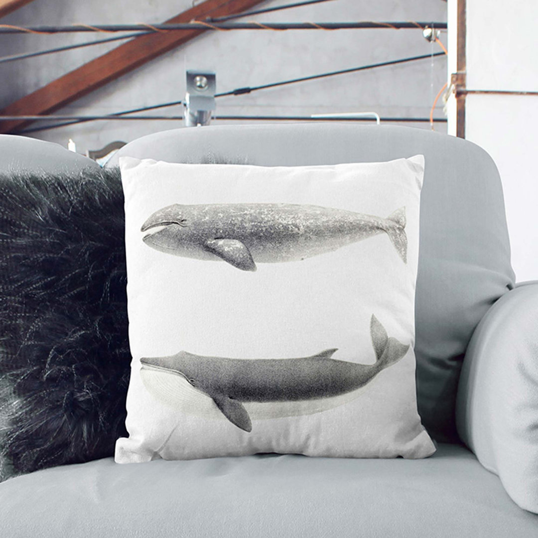 Californian Gray & Finback Whale by C.M. Scammon Cushion with Filling