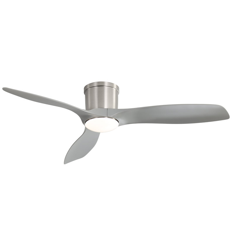  52-inch Modern Ceiling Fan with Light, Remote Control Smart Fan, 3 ABS Blades, DC Motor, 6 Speeds, Flush Mount for Bedroom, Living Room