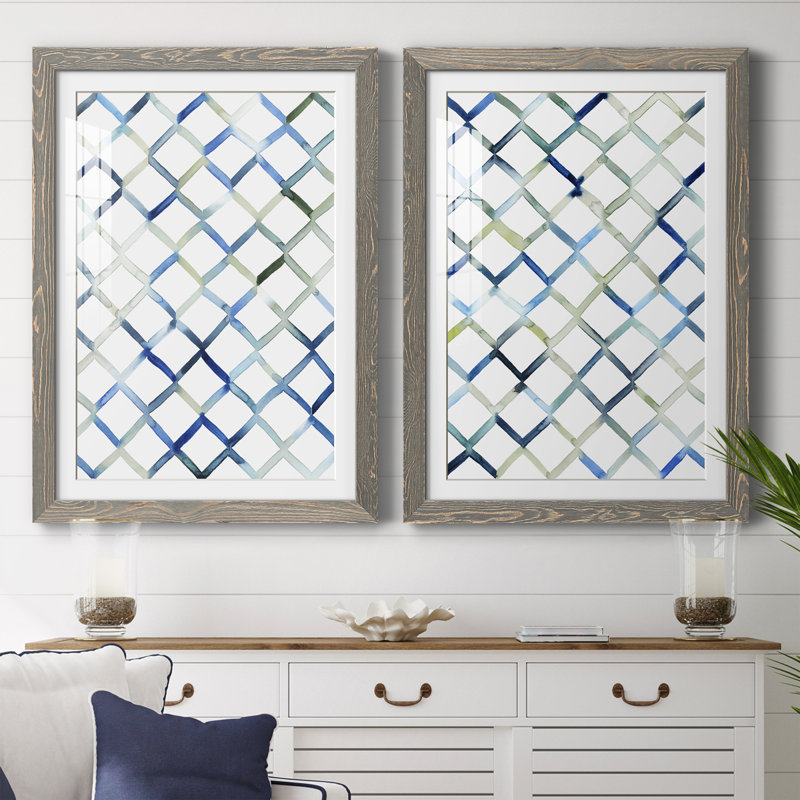 Sea Lattice I encadré mat - prêt à accrocher, H 37,5 po x l 27,5 po x P 1 po, Gris