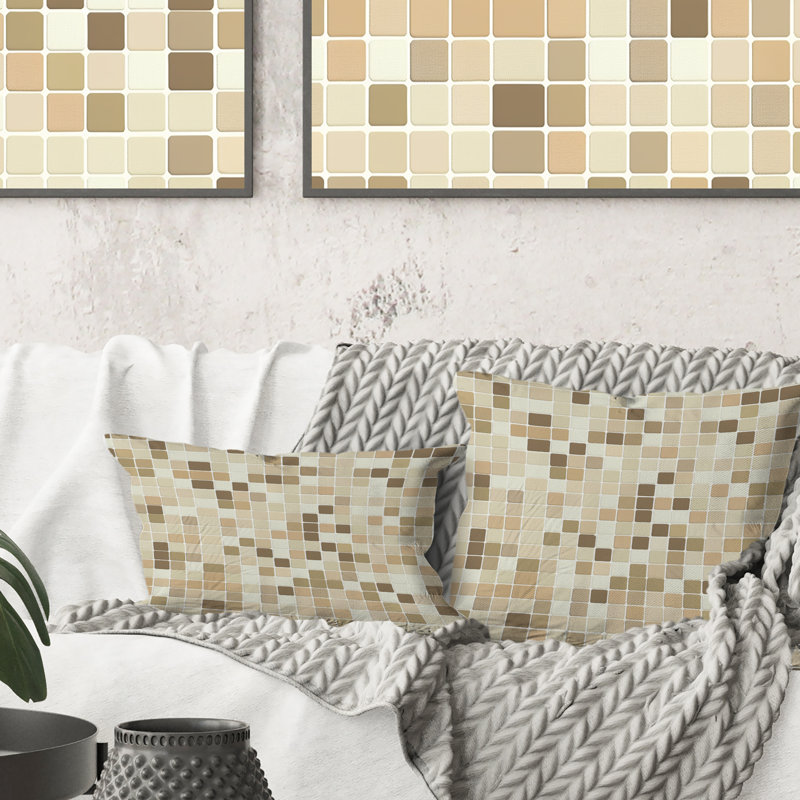 Carreaux de mosaïque moderne beige et gris IV - Coussin lombaire moderne