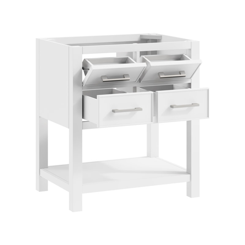 Brooks 31'' W Single Vanity, Chilled Gray, White Engineered Marble, Oval