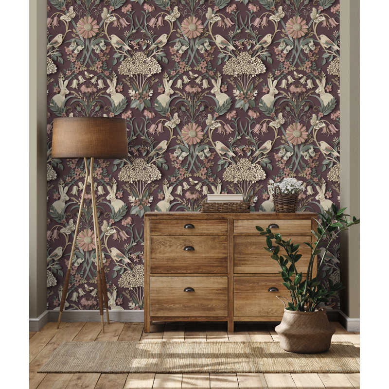 Woodland Wallpaper, Plum