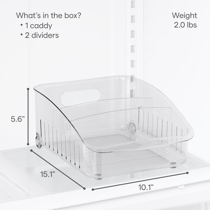 YouCopia RollOut Fridge Drawer, 10", Rolling Fridge with Adjustable Dividers