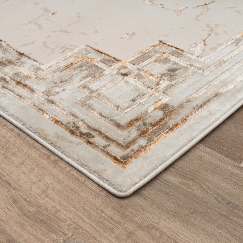 Tapis noir / gris / ivoire / beige Monaco Series, Rectangle 5 pi 3 po x 7 pi 3 po