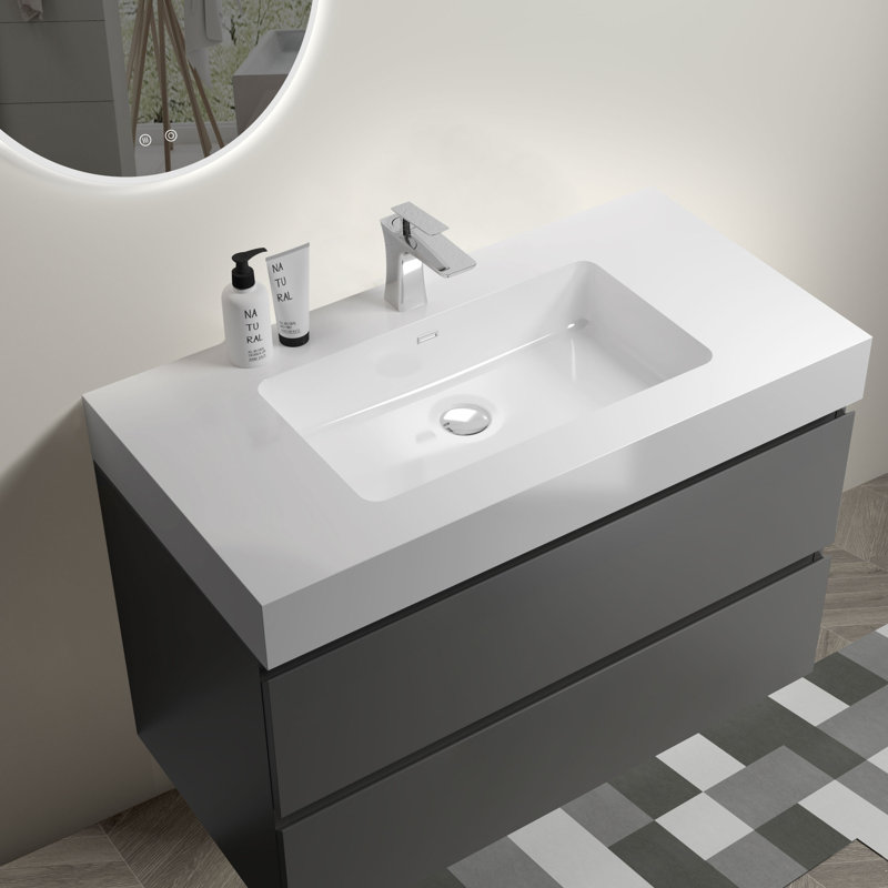 35.8'' Bathroom Vanity with Plastic Top