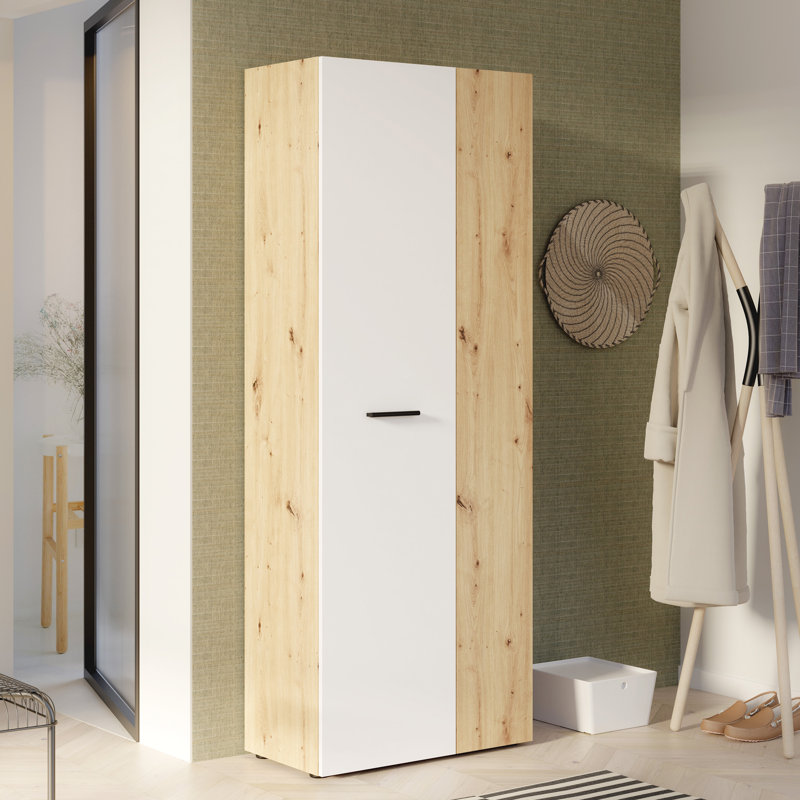 Shilu 2 Door Manufactured Wood Wardrobe, White/Oak