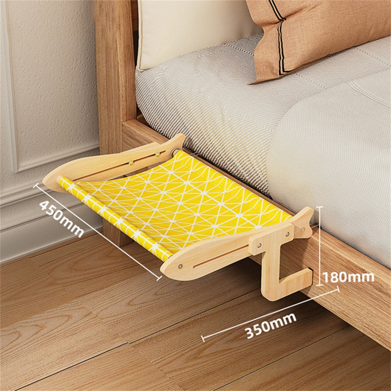 Siège de fenêtre pour chat avec support pour fenêtre et hamac pour chat, Jaune