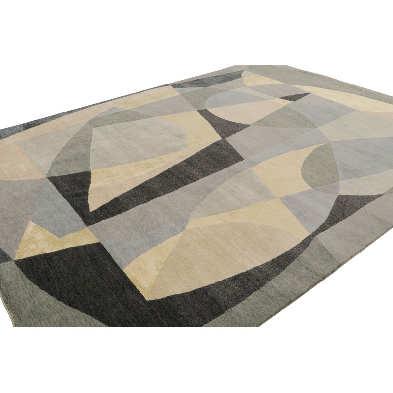 Hand Knotted Geometric Area Rug, Rectangle 12' x 16'