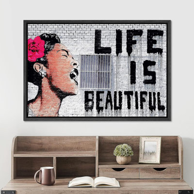 Banksy Life is Beautiful Billie Holiday Graffiti & Street Art Célèbre Pop Moderne Urbain Multicolore