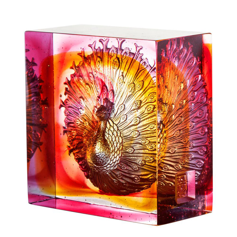 Crystal Peacock Paperweight | A Radiant Heart, Green