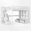 Lit mezzanine double avec bureau et tablettes, deux tiroirs intégrés, escalier de rangement-1915148826