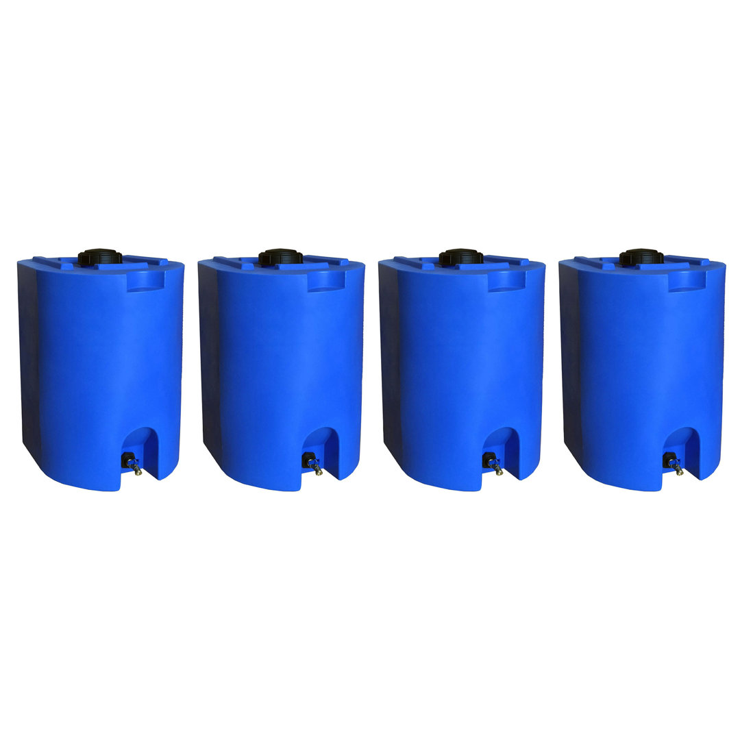 WaterPrepared 55 Gal Stackable Design Utility Water Tank with Large Cap (4 Pack) (Set of 4) WaterPrepared