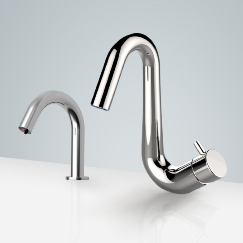 Geneva Automatic Sensor Faucet and Automatic Liquid Soap Dispenser in Chrome Finish
