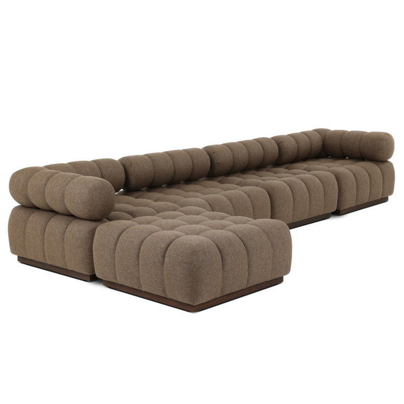 Canapé modulaire de 146 po Martinique, Structure de coussin Hayes crème / selle teint
