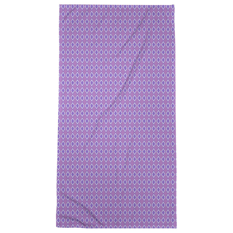 Serviette de bain à losanges géométriques, Mauve / Rose