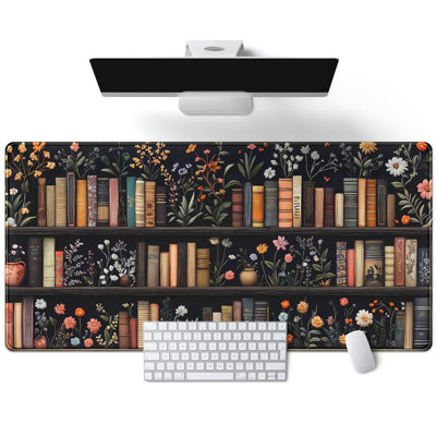 Tapis de bureau Bookish Floral Bookshelf
