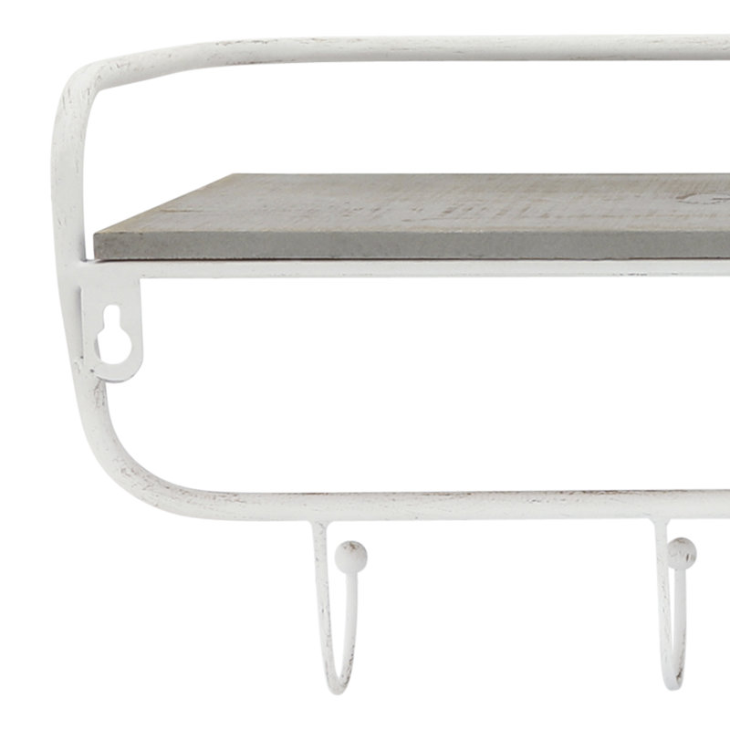 Modern Wall Shelf with Hooks - Elevate Your Space with This Stunning Home Decor Piece, White, 8" H x 20" W x 6" D