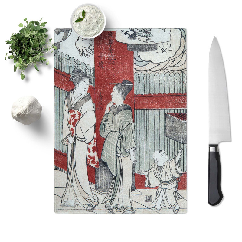 Tempered Glass Woodcut by Torii Kiyonaga Chopping Board, 28.5cm W x 39cm L