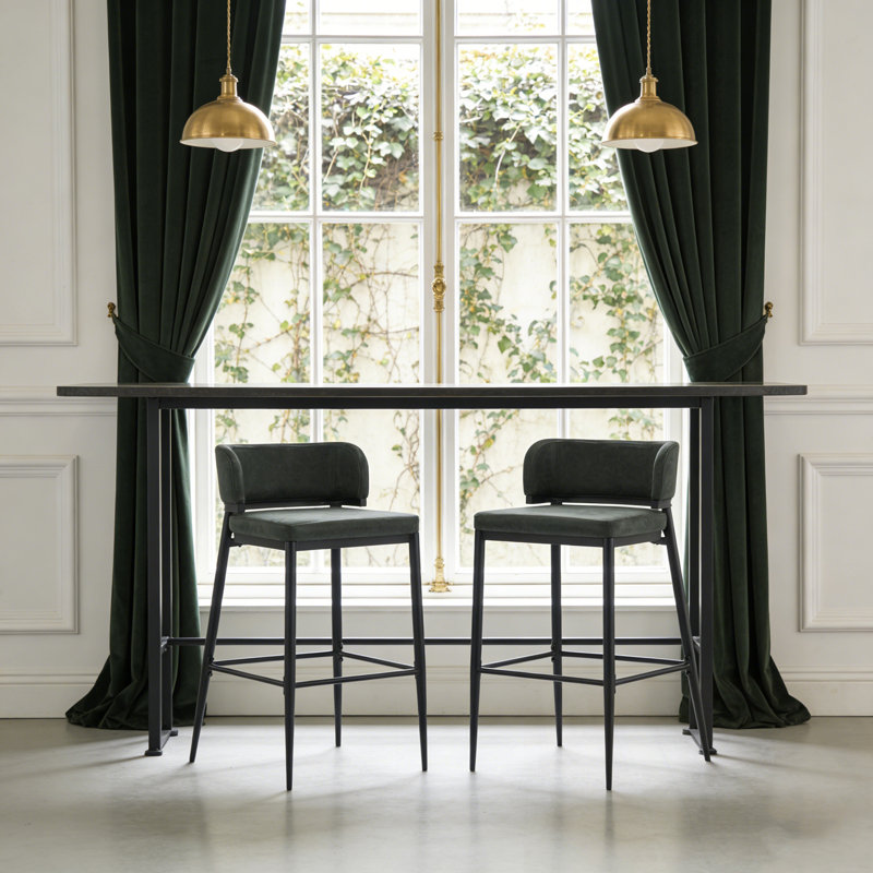 Ensemble de 2 tabourets de bar avec repose-pieds en métal, Vert foncé