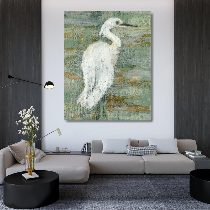 Art sur toile tendue par Rosecliff Heights Goldberger, Jennifer, Textured Heron II, H 44 po x l 36 po