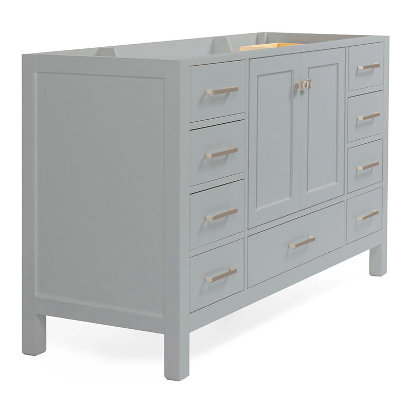 Cambridge 54'' W Bathroom Vanity Base, Gray, Brushed Nickel