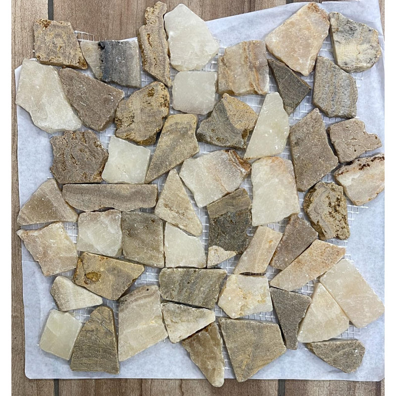 Glazed Java Tan and White Quartz 12 x 12 in Mesh-Backed Sheet (1 Sq Ft)