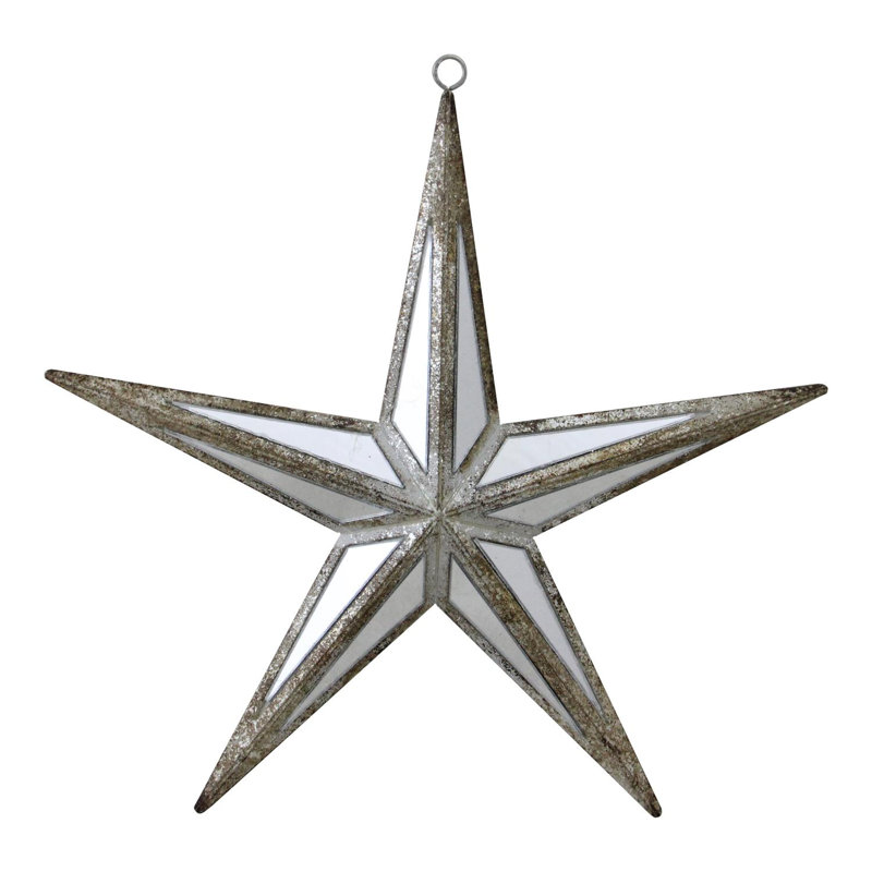 Ornement étoile de Noël en miroir à 5 pointes, H 7,5 po x l 1 po x P 1 po