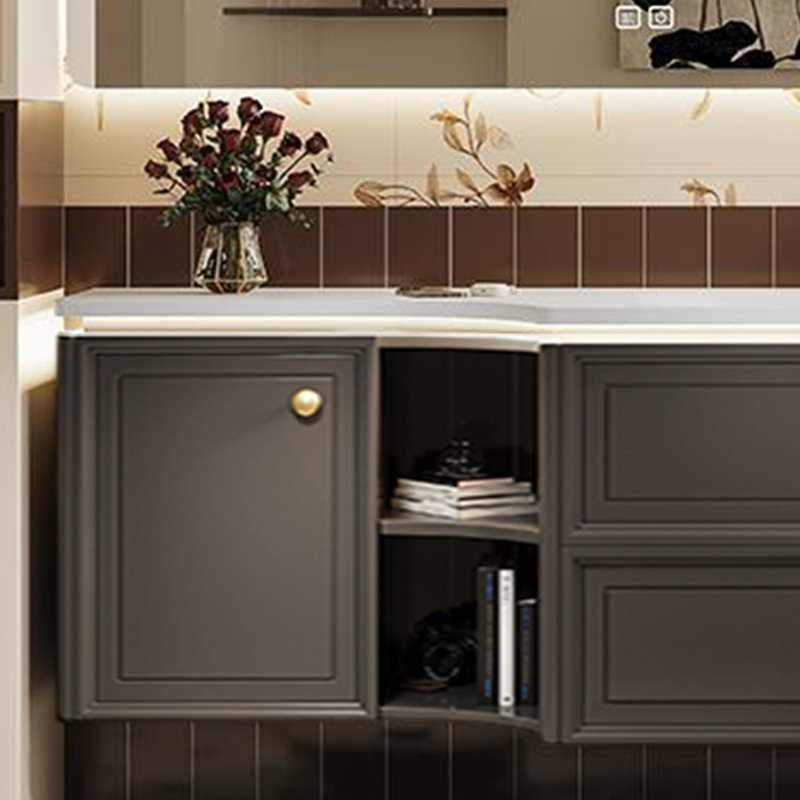 Armoire de salle de bain légère et luxueuse, H 19,69 po x l 59,06 po x P 21,65 po, Gris