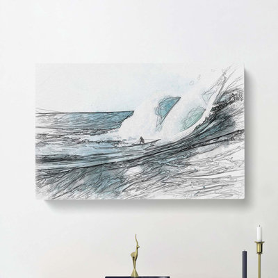 Surfs Up in Abstract - Wrapped Canvas Drawing - Wrapped Canvas