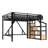 Queen Loft Bed With Storage Stairs, Shelves, And Built-In Wardrobe, Metal Frame With USB Ports And LED Lights, Noise-Reduced Design, Natural Wood
