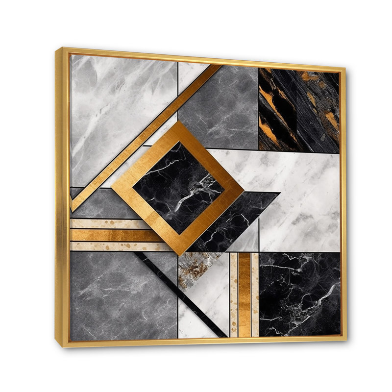 Marate granit agate avec touches dorées, reproduction d'art sur toile encadrée, H 36 po x l 36 po x P 1,5 po