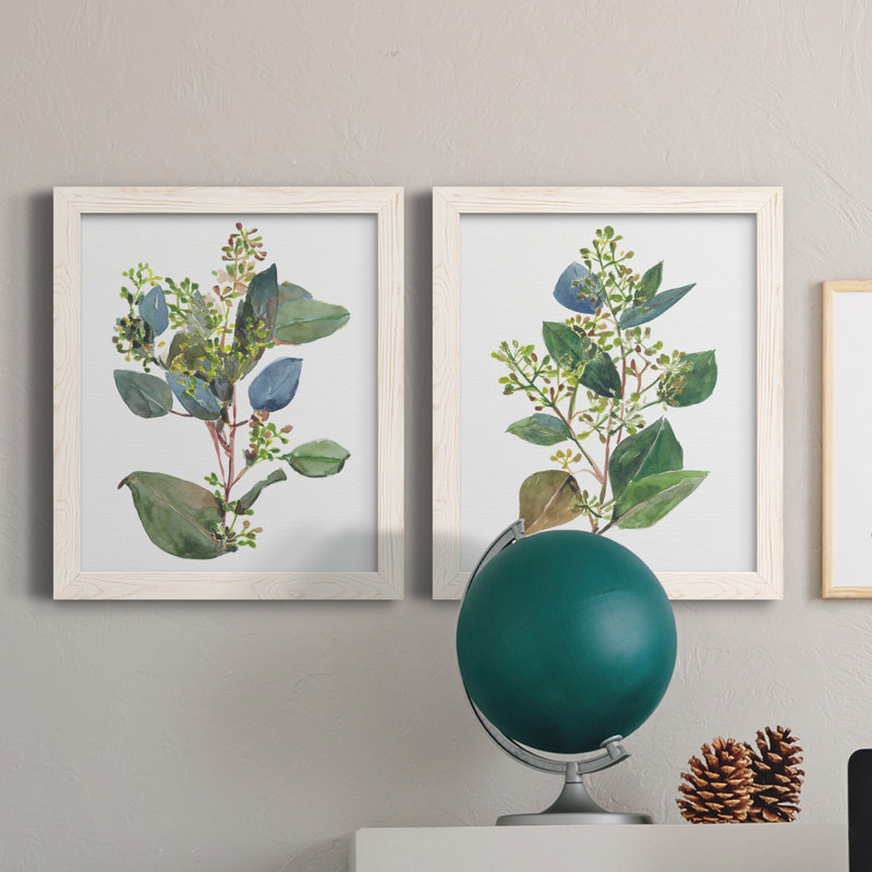 «Seeded Eucalyptus I», ensemble de 2 reproductions d'art sur toile, H 24 po x l 36 po x P 1,5 po, Blanc